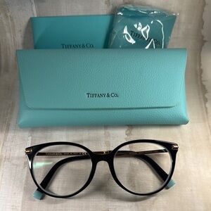 Tiffany & Co. Black and Rose Gold Glasses with Case